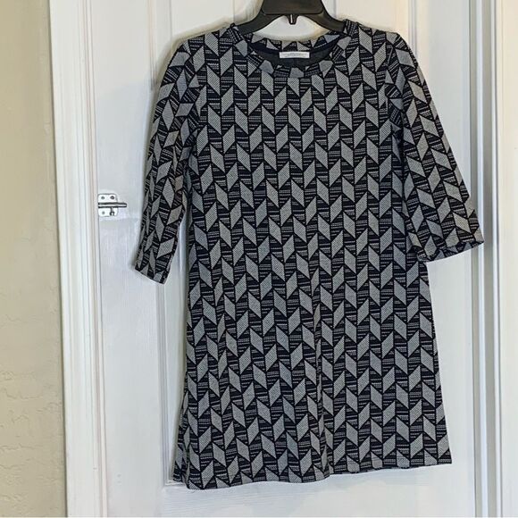 Zara Trafaluc Geometric Knit Shift Dress Size Large - Picture 3 of 9